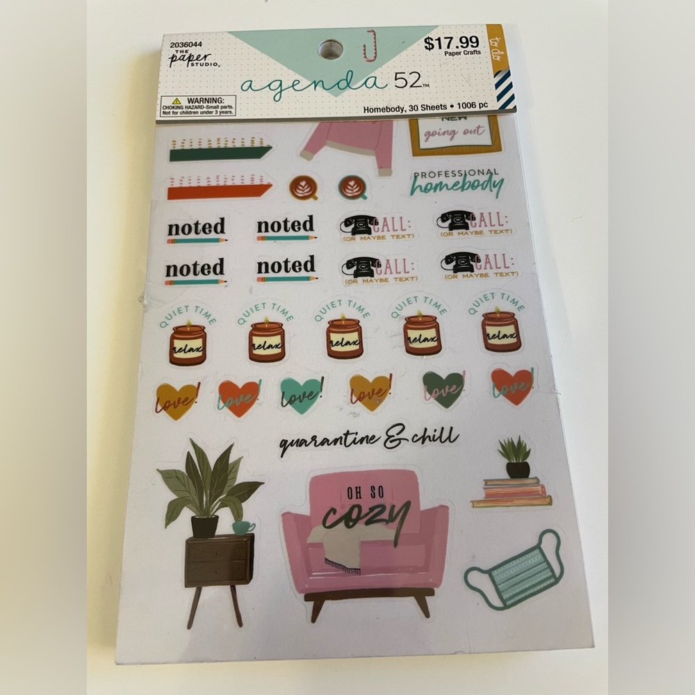 NWT Agenda 52 Planner Stickers: Homebody, 30 Sheets, 1,006 Pieces